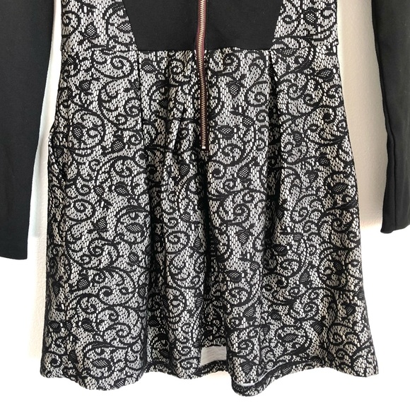 Aritzia Wilfred Black Gray Lace Fit & Flare Long Sleeve Dress Size 2 - Picture 6 of 11